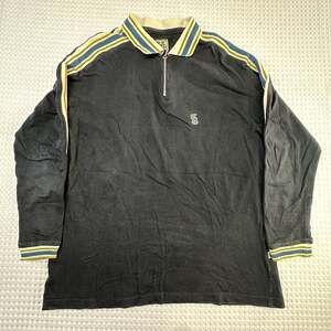 Vintage 1995 Five Crown 1/4 Zip Long Sleeve Polo Shirt Black Size L